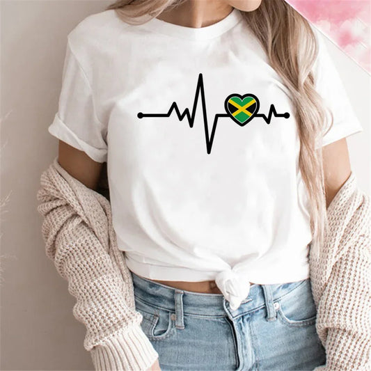 Jamaica t-shirts women graphic Y2K designer t shirt girl manga clothes